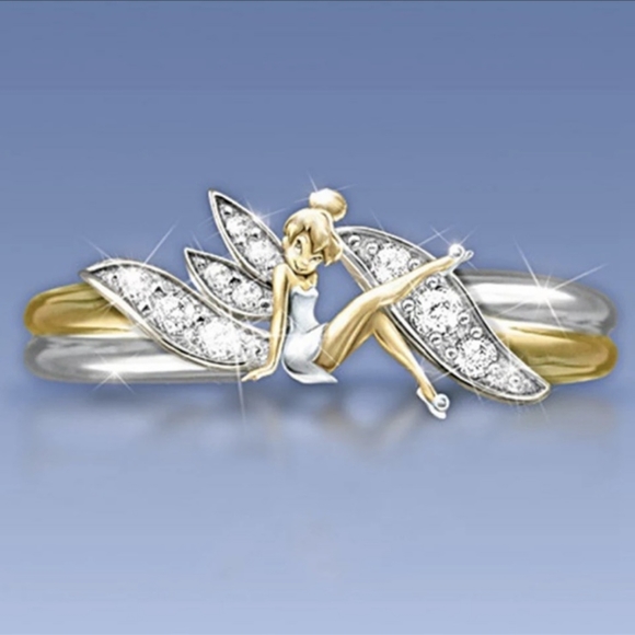 NEW SILVER TONE CUTE ANGEL FLOWER RING - Picture 3 of 5